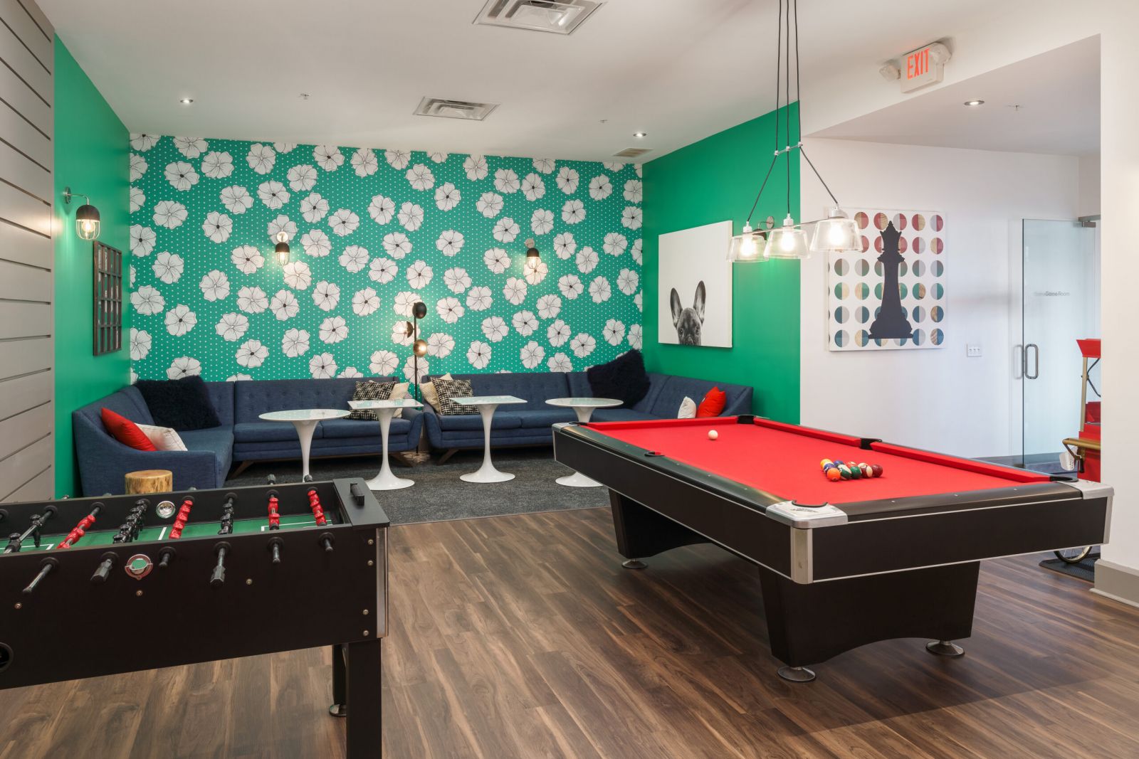 student lounge with pool table
