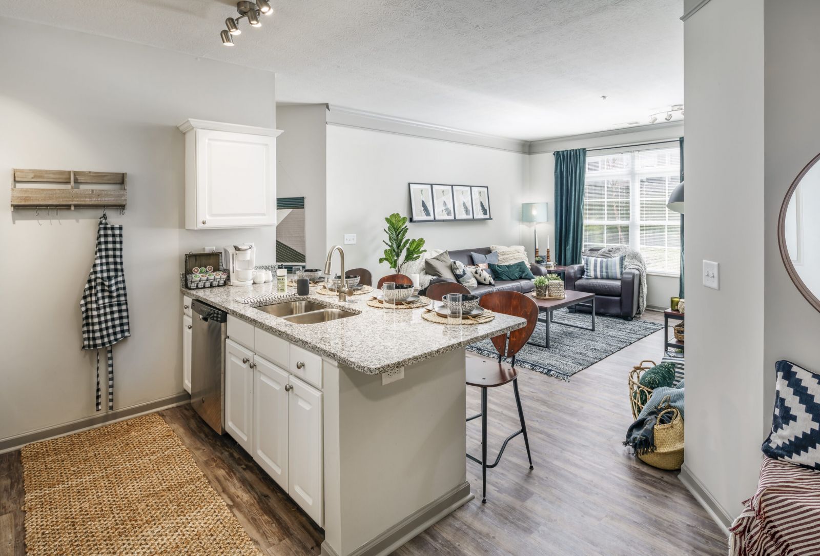 kitchen and living room